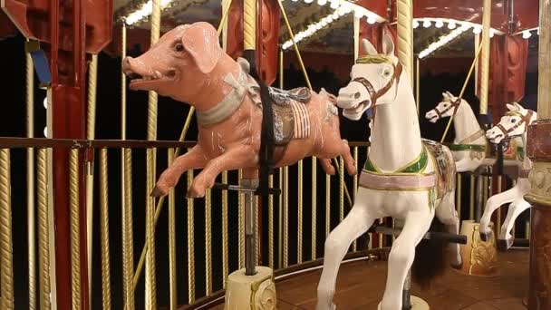 County fair εκθεσιακό χώρο αλογάκια τη νύχτα - Πλάνα, βίντεο