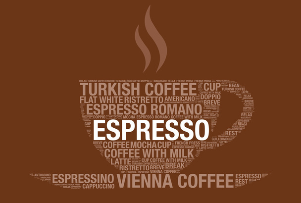 Coffee cup with Espresso word cloud vector illustration - Vector, Image