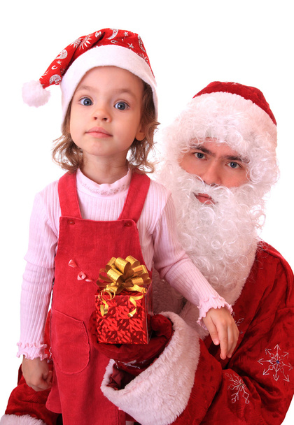 Santa Claus and dwarf with a gift. - Valokuva, kuva