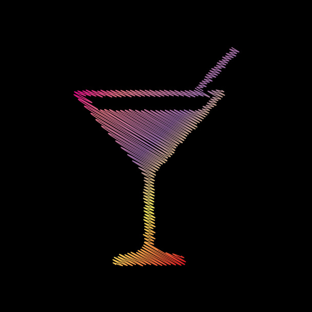 Cocktail sinal ilustração. Coloful giz efeito sobre backgound preto
. - Vetor, Imagem