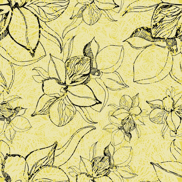 grunge pattern with flowers - Vector, imagen