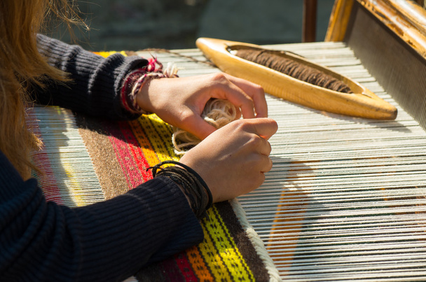 Crafts. Hand weaving loom. - Φωτογραφία, εικόνα