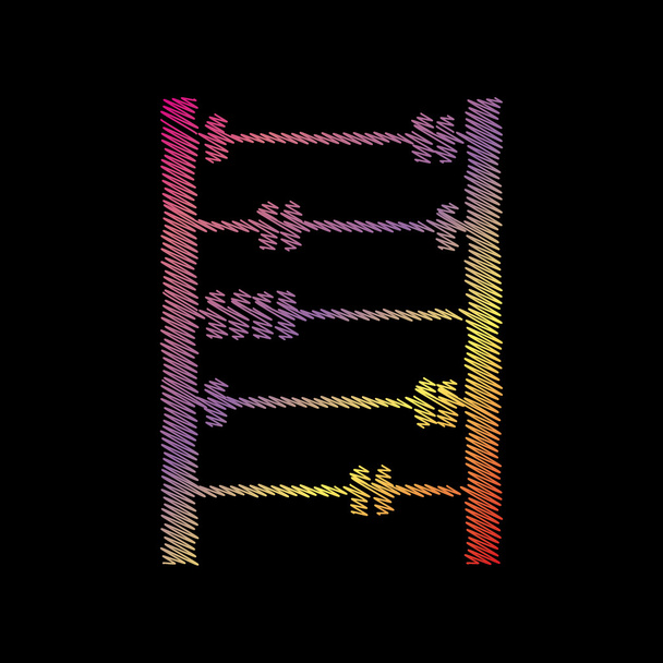 Retro abacus teken. Coloful krijt-effect op de zwarte achtergrondkleur. - Vector, afbeelding