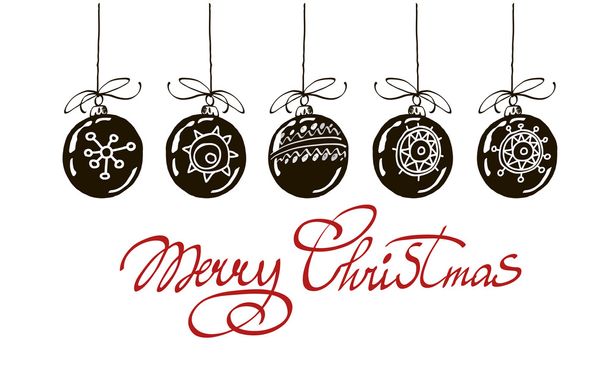 Merry Christmas hand lettering isolated on white background. Vector image. - Vector, Image