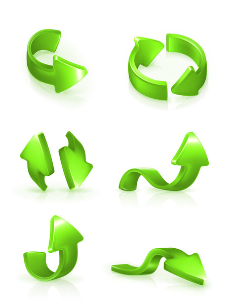 Green arrows set, vector - Διάνυσμα, εικόνα