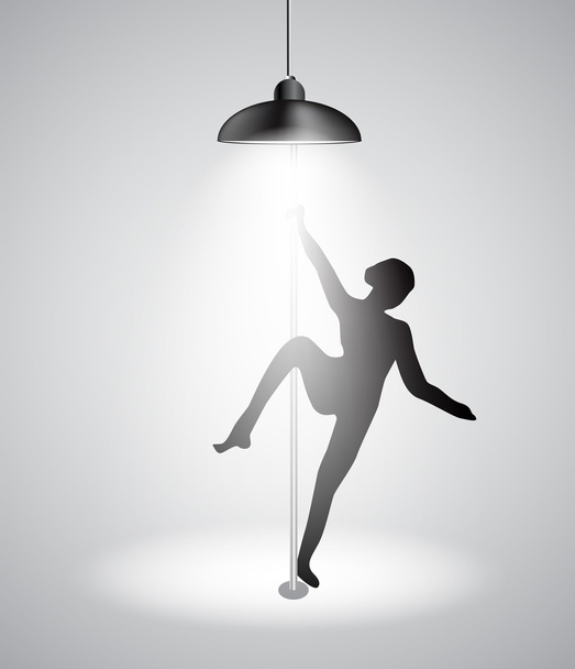 Silhouette of Dancing Striptease Girl on Pole (en inglés). Vector Illustrati
 - Vector, Imagen