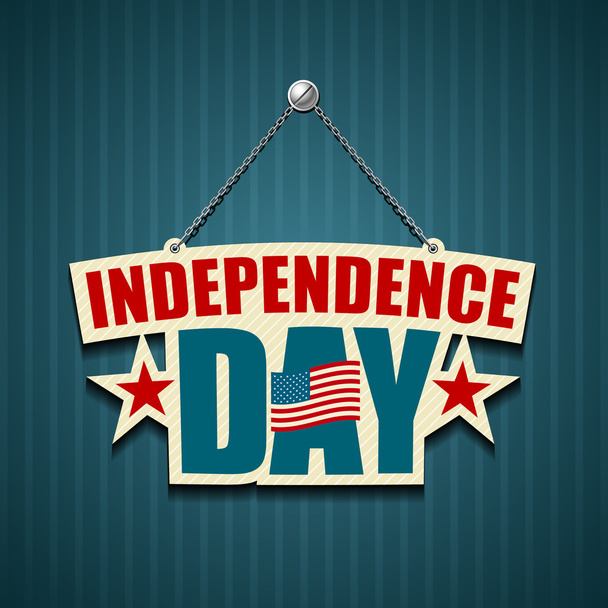 Independence day American signs hanging with chain - Vector, Imagen