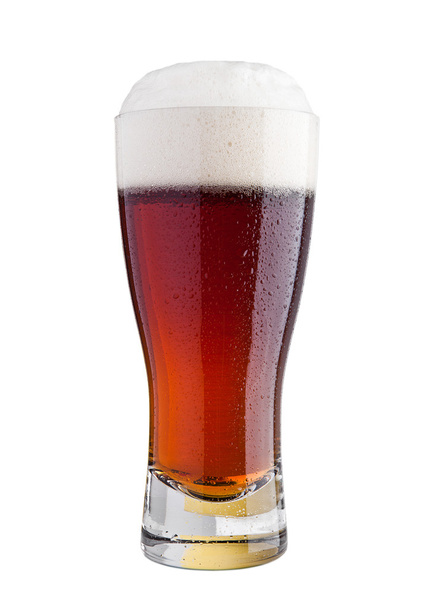 Glass of brown ale beer with foam isolated - Fotoğraf, Görsel