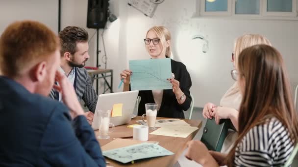 female leader reported bad news of companys development, everyone is upset. business team in a modern startup office. - Filmagem, Vídeo