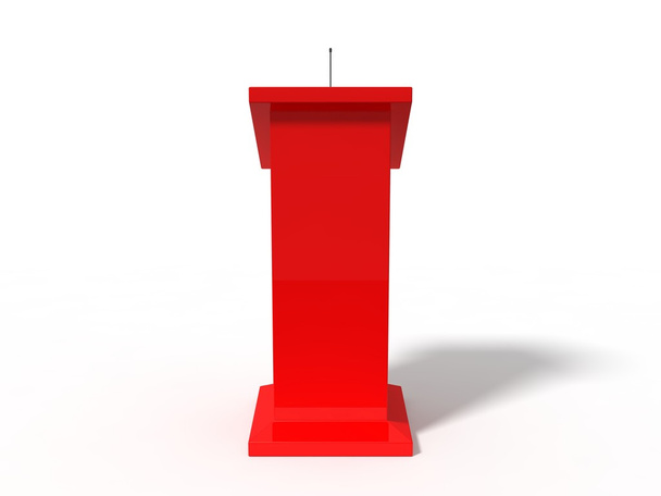 3d ilustración del debate conceptual tribune. aislado en blanco. versión roja
. - Foto, Imagen