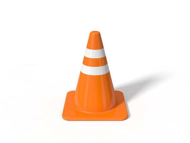 Illustrazione 3D del cono rosso del traffico. isolato su bianco
. - Foto, immagini