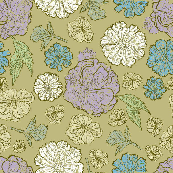 Grunge pattern with flowers - Vector, Imagen