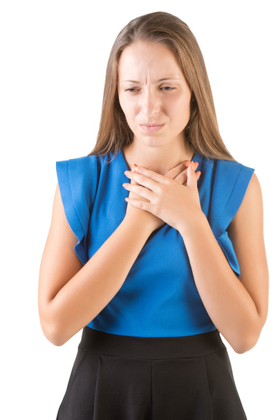 Vrouw met handen om haar nek - Foto, afbeelding