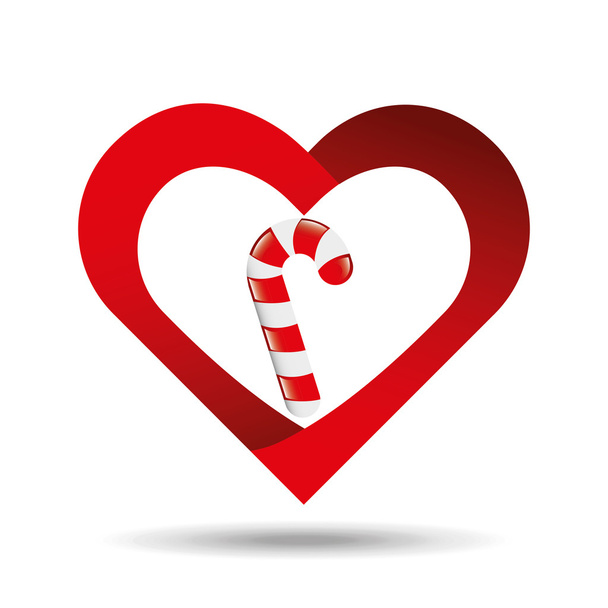 heart cartoon candy cane sweet icon design - Vecteur, image