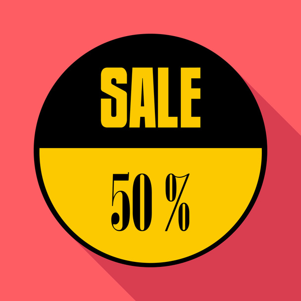 Sale sticker 50 percent off icon, flat style - Vector, afbeelding