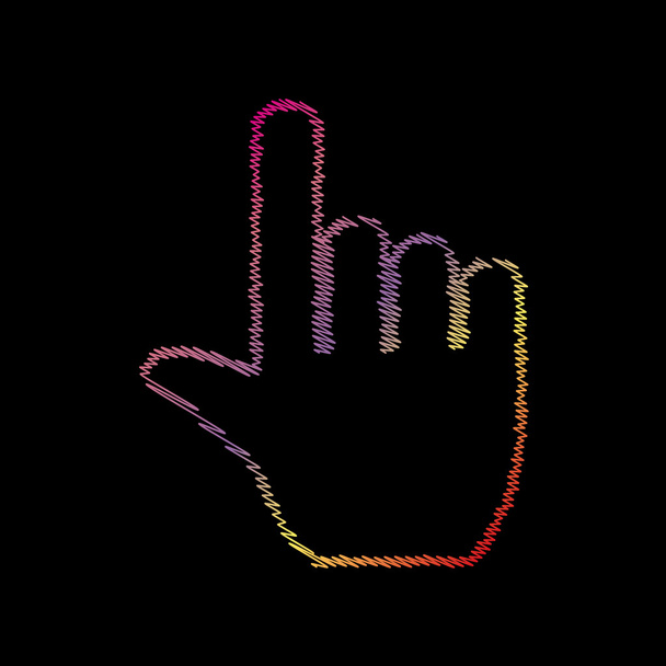 Hand sign illustration. Coloful chalk effect on black backgound. - Vector, Image