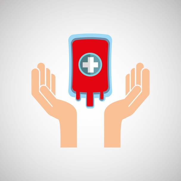 mains avec sac don de sang icône de médecine
 - Vecteur, image