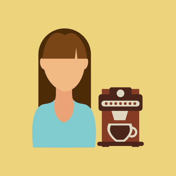 女の子カップ コーヒーの新鮮なホット アイコン グラフィック - ベクター画像