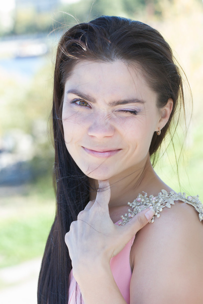 visage de femme avec maquillage lumineux gros plan
 - Photo, image