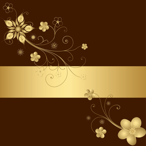 Illustration gold floral greeting - Vetor, Imagem