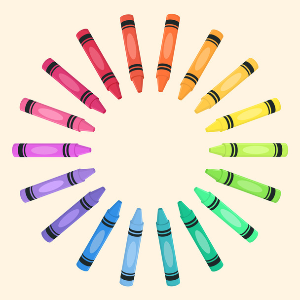 Boya kalemi daire gökkuşağı renkli vektör - Vektör, Görsel