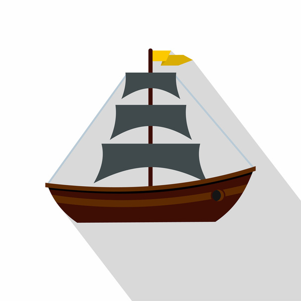 Boot mit Segel-Ikone, flach - Vektor, Bild