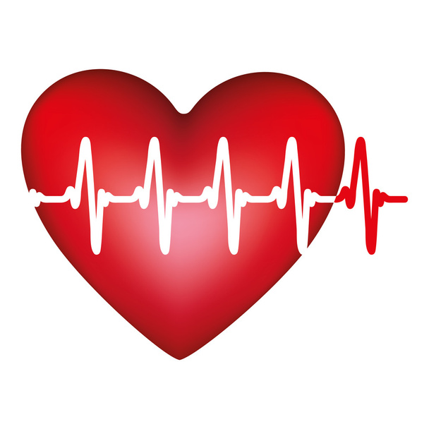 καρδιά και καρδιογράφημα εικονίδιο εικόνας - Διάνυσμα, εικόνα