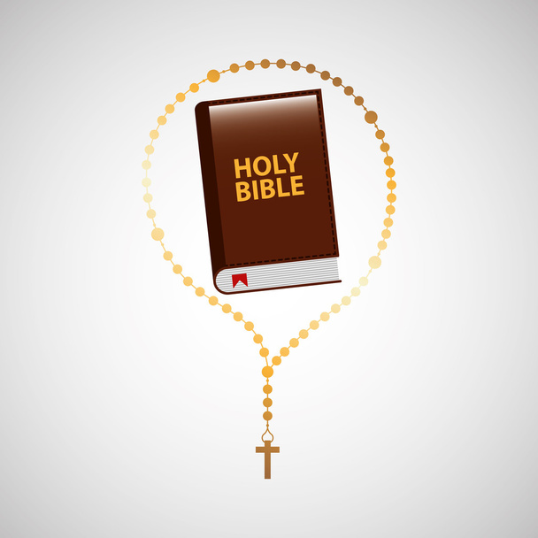 rosario católico y diseño del icono de la Biblia santa
 - Vector, Imagen