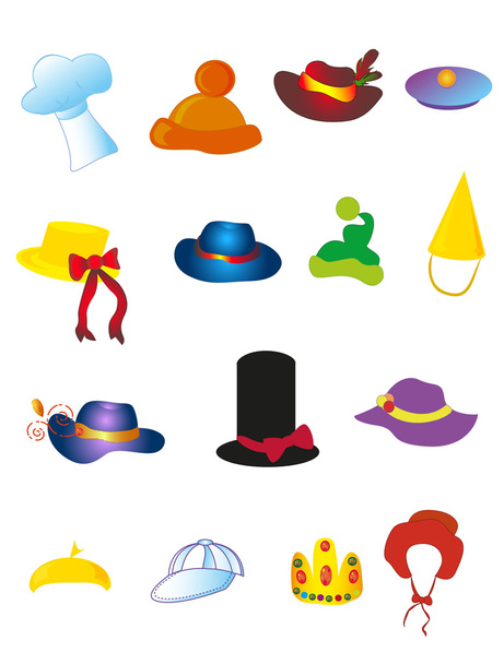 různé klobouky - Vektor, obrázek