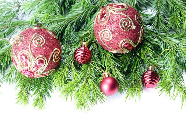 Yeni yıl ağacı oyuncak topu arka plan - Fotoğraf, Görsel