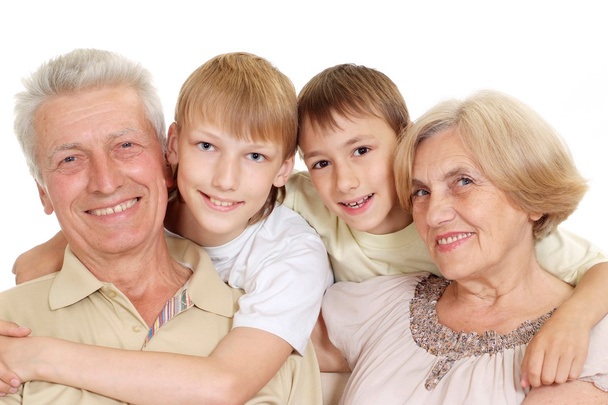 Granddad and granny with their attractive grandchildren - Zdjęcie, obraz