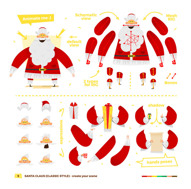 Weihnachtsmann-Animationsset - Vektor, Bild