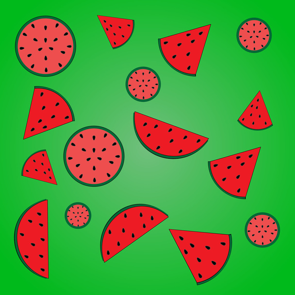 Melonen und Wassermelonen Stücke - Vektor, Bild
