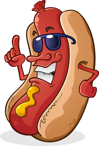 Персонаж хот-дога с отношением
 - Вектор,изображение