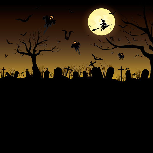 Boldog Halloween tök Hold éjszaka, a fekete ég. - Vektor, kép