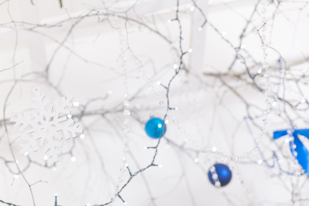 Christmas blue and silver decorations - 写真・画像