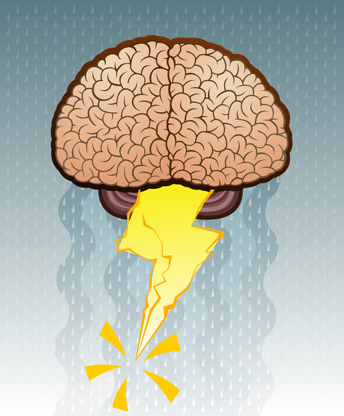Ilustración de dibujos animados de tormenta cerebral
 - Vector, Imagen