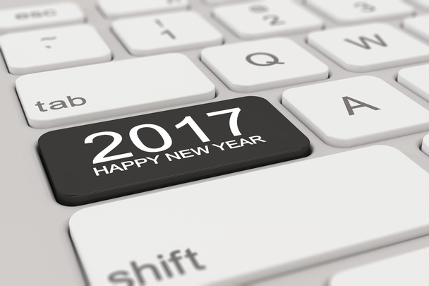 3D - klawiatura - 2017 - szczęśliwego nowego roku - czarny - Zdjęcie, obraz