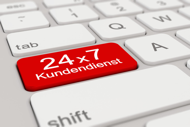 3d - keyboard - Kundendienst - 24 x 7 - red - Photo, Image
