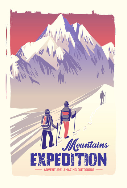 Poster Bergsteigen - Vektor, Bild