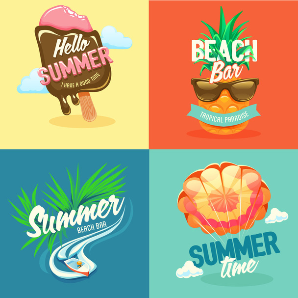 Set labels summer vacation - Vetor, Imagem