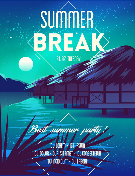 poster beach party pink - Vector, Image