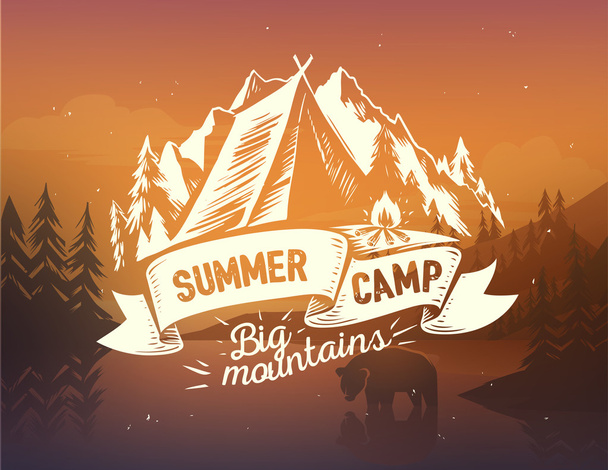Diseño tipográfico campamento de verano
  - Vector, imagen