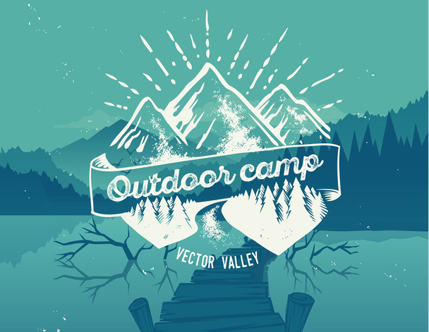 Outdoor camp typography design  - Vector, Image