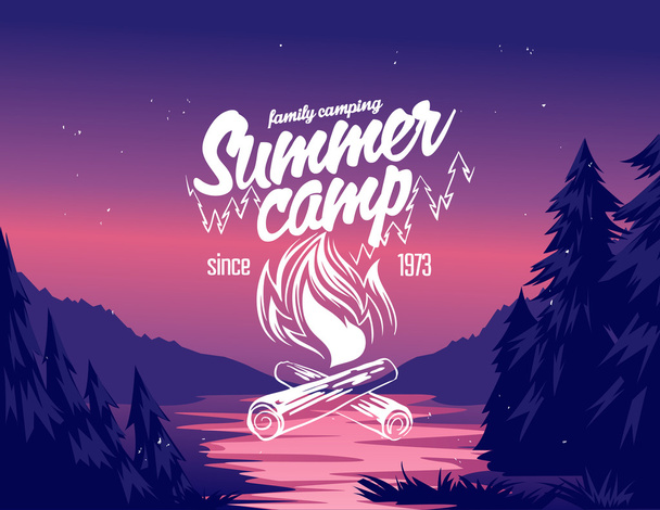 Summer camp typography  - Vector, Image