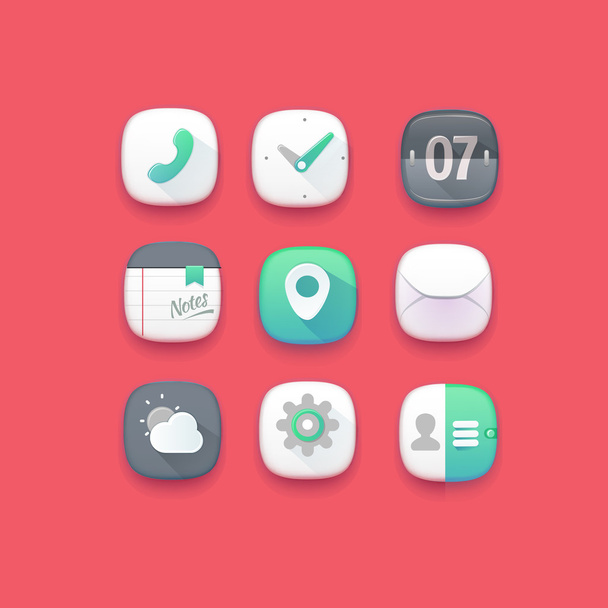 Cute mobile iterface icons.  - Vector, afbeelding