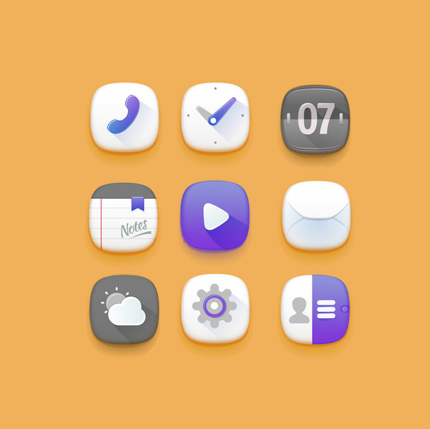 Cute mobile iterface icons.  - Wektor, obraz