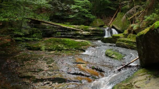 Waterfall on Jedlova creek in Jizera mountains - Footage, Video