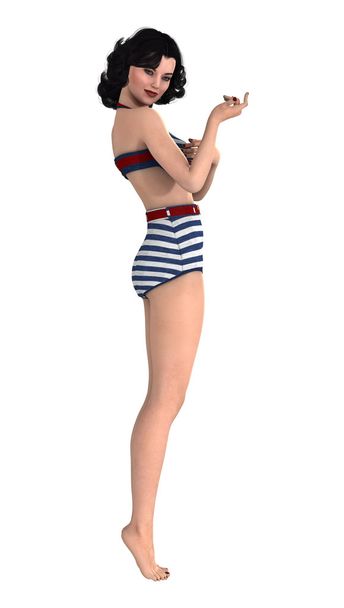 3D Rendering Pinup Girl on White - Photo, Image