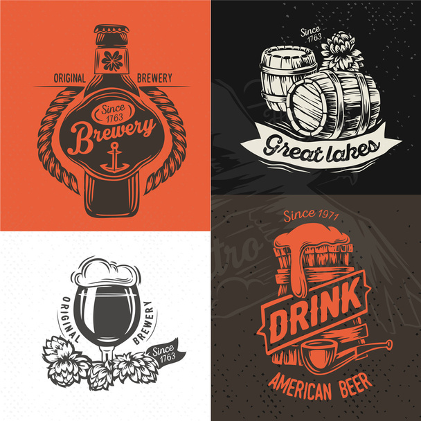 Hand draw brewery labels - Vector, Image